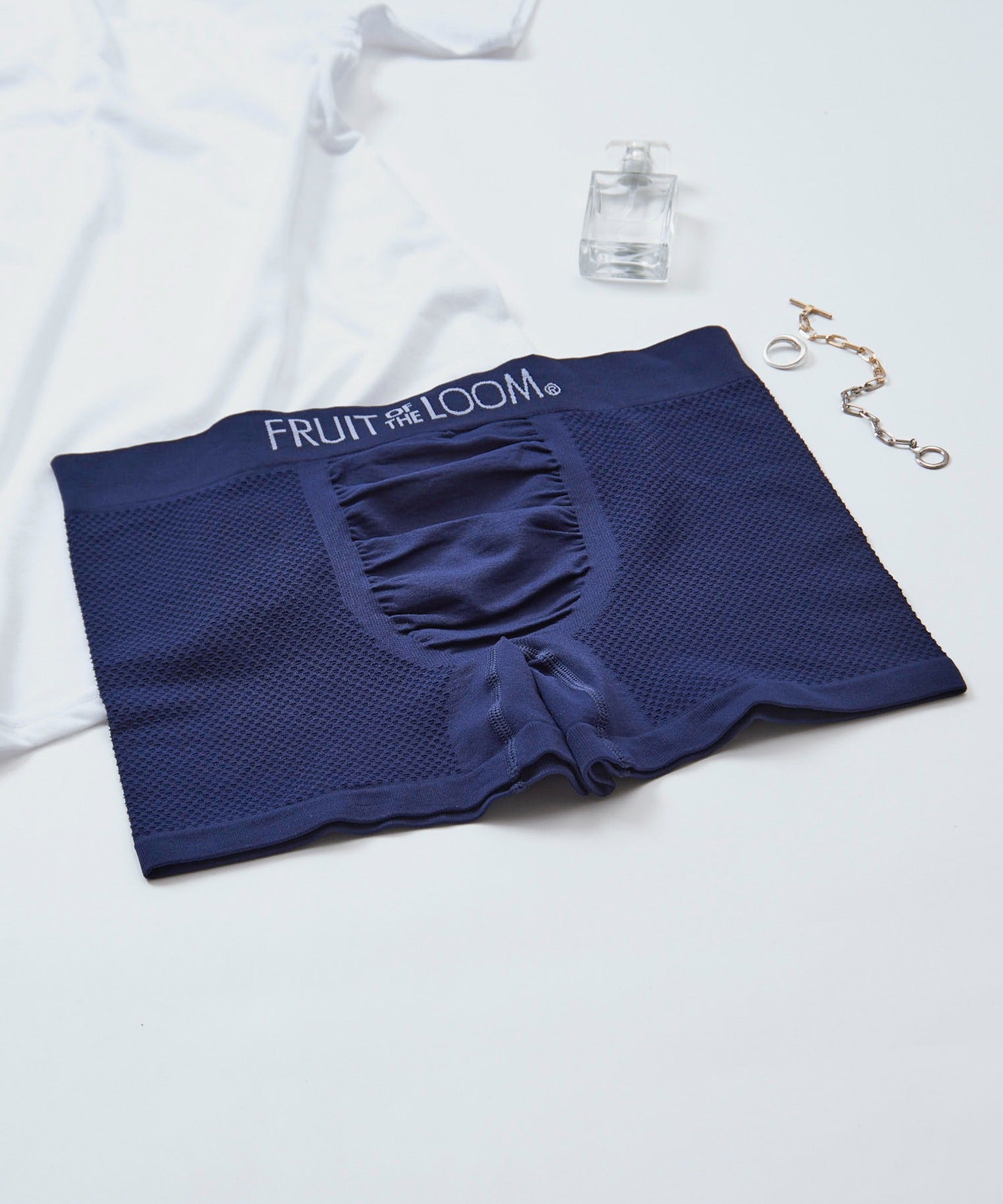 フルーツオブザルーム FRUIT OF THE LOOM 成型無地(メッシュ)ボクサーパンツ 80607300【返品不可商品】 （ネイビー） ネイビー