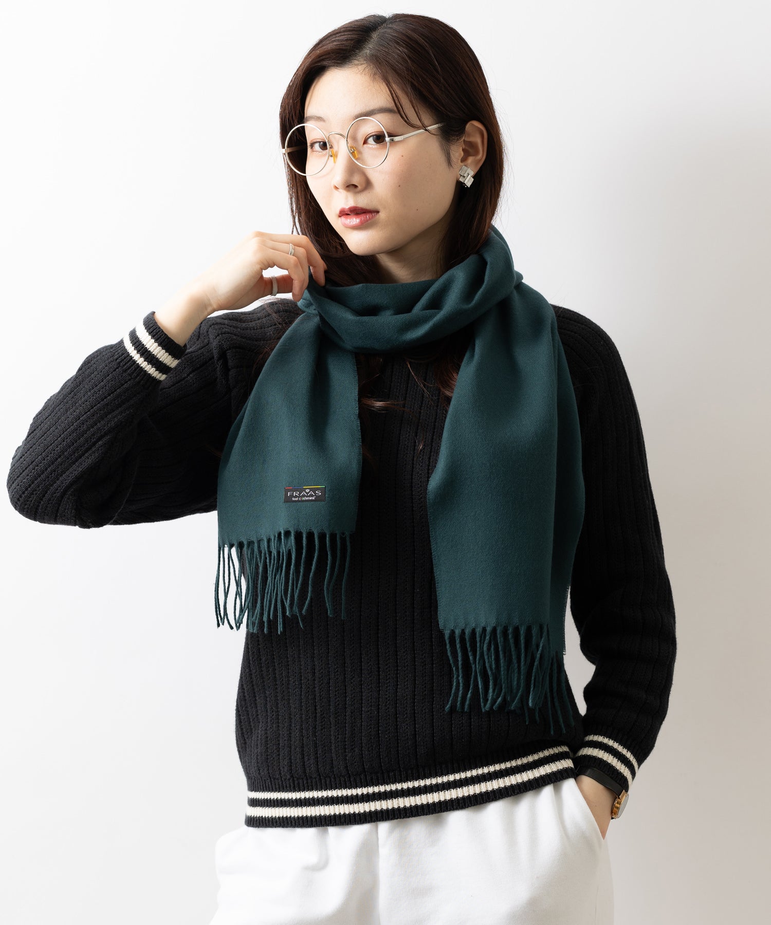 フラース FRAAS サスティナマフラー カシミンク メンズクラシックカラー （グリーン） グリーン