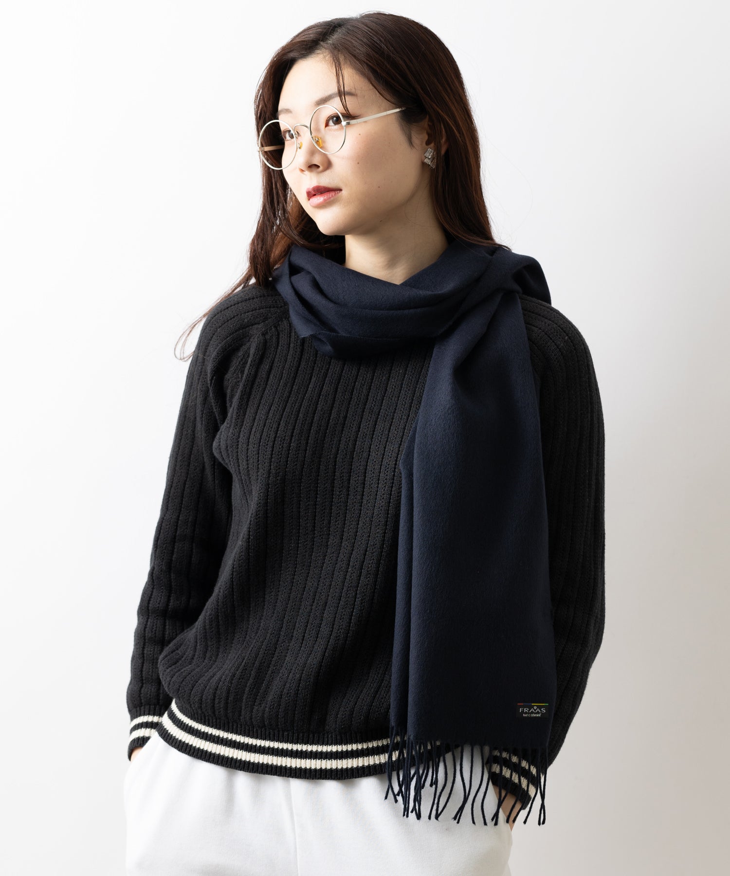 フラース FRAAS サスティナマフラー カシミンク メンズクラシックカラー （ネイビー） ネイビー