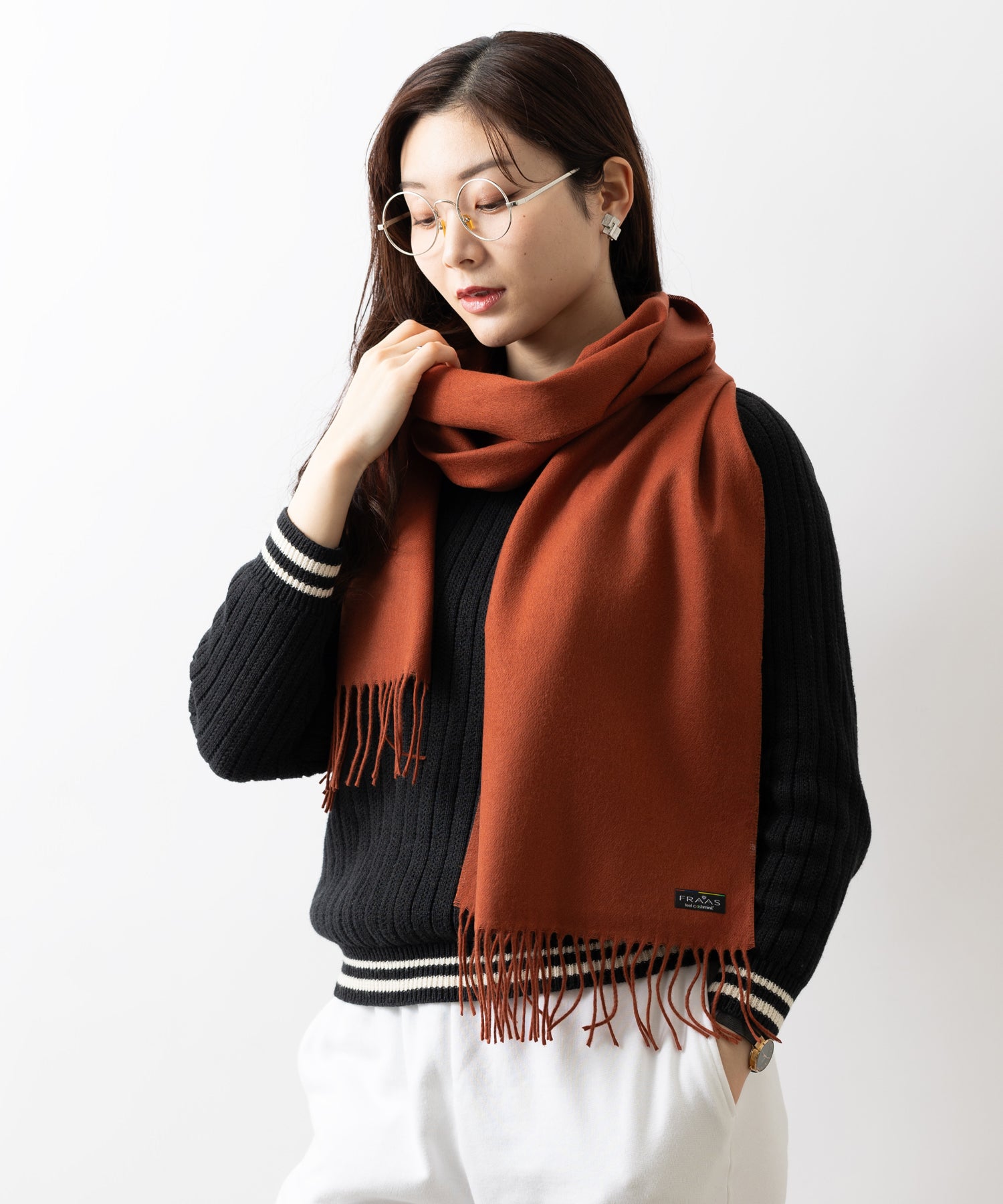 フラース FRAAS サスティナマフラー カシミンク クラッシックカラー （レッド） レッド