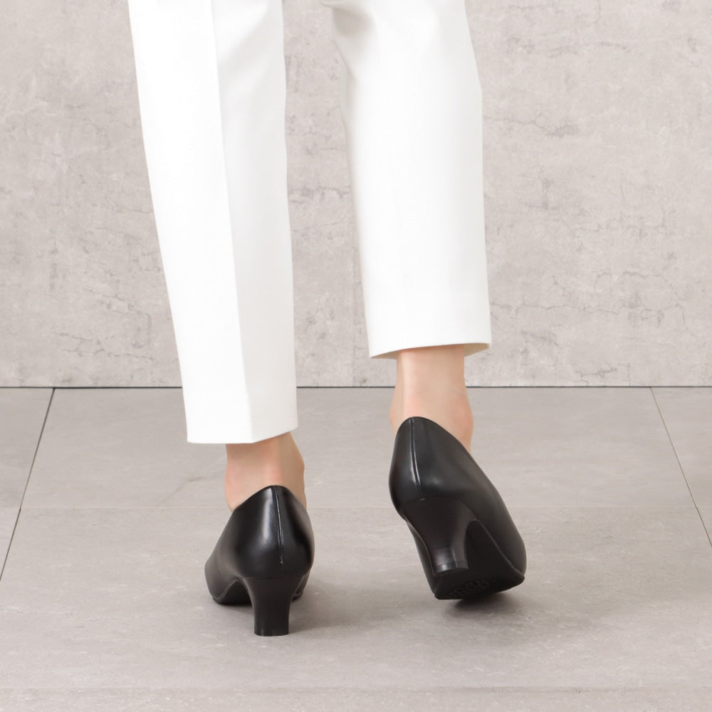 防水 スクエアトゥパンプス ＜5.0cmヒール＞ 【21.5cm～25.5cm】 FR-1206 fuwaraku BLK