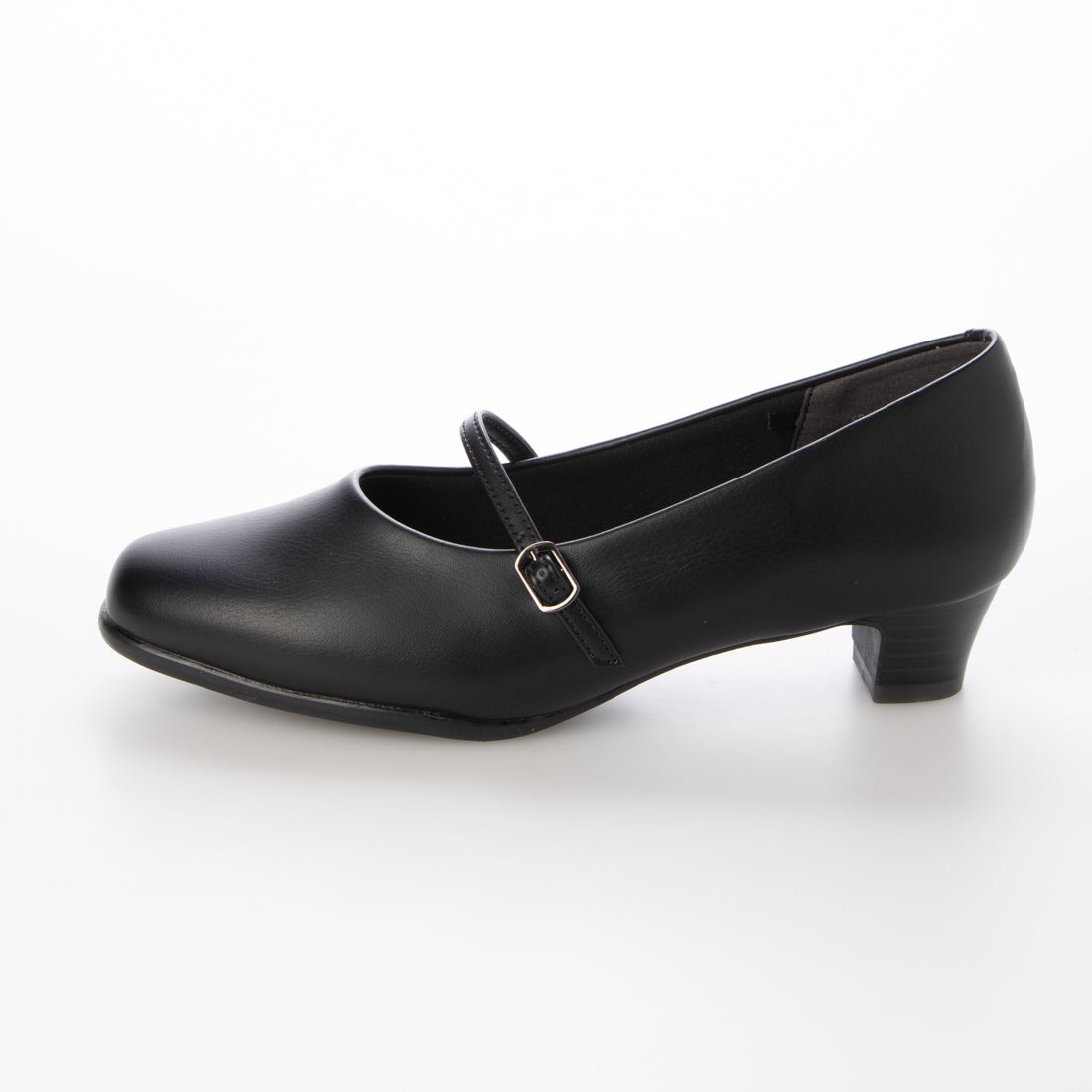 幅広 4E 防水 ストラップパンプス ＜3.5cmヒール＞ 【21.5cm～25.5cm】 FR-1108 fuwaraku BLK