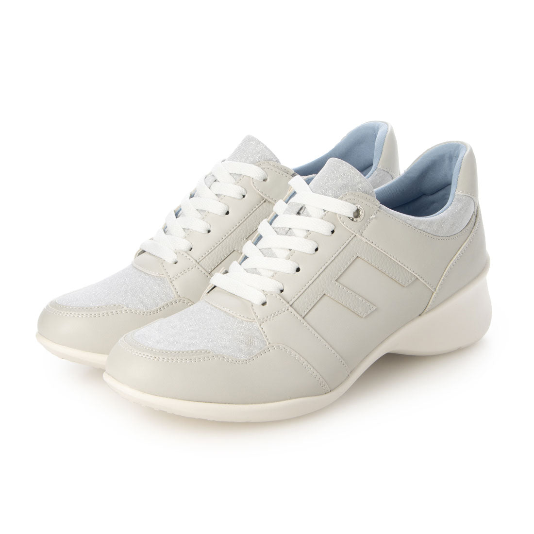 フワラク　fuwaraku　FR-1122　WHT/BLU　幅広 3E 防水 ウェッジスニーカー＜4.0cmヒール＞ 【22.0cm～25.0cm】,GRY