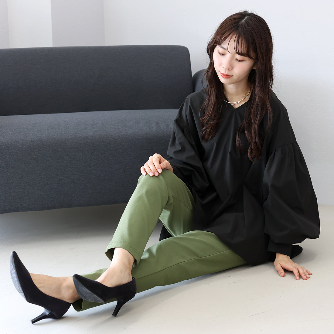 アレッタ ヴィータ Aletta vita 極伸びストレッチテーパードパンツ （ブラック） ブラック