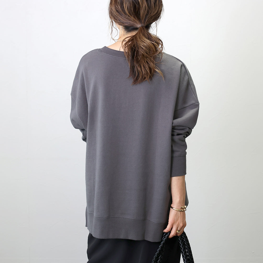 アレッタ ヴィータ Aletta vita 綿スウェットサイドファスナープルオーバー （ブラック） ブラック