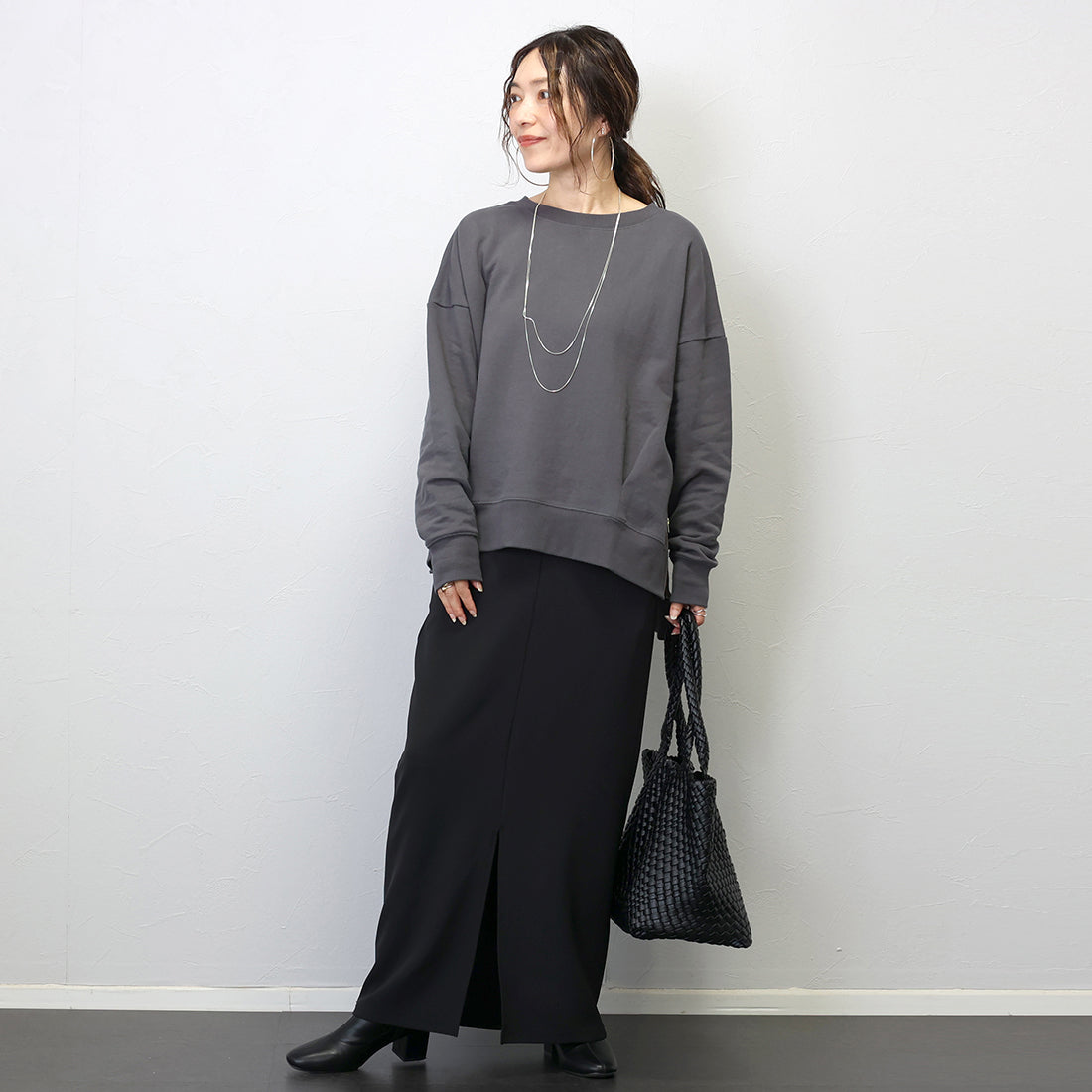 アレッタ ヴィータ Aletta vita 綿スウェットサイドファスナープルオーバー （ブラック） ブラック