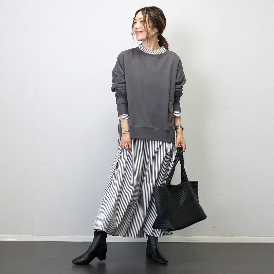 アレッタ ヴィータ Aletta vita 綿スウェットサイドファスナープルオーバー （ブラック） ブラック