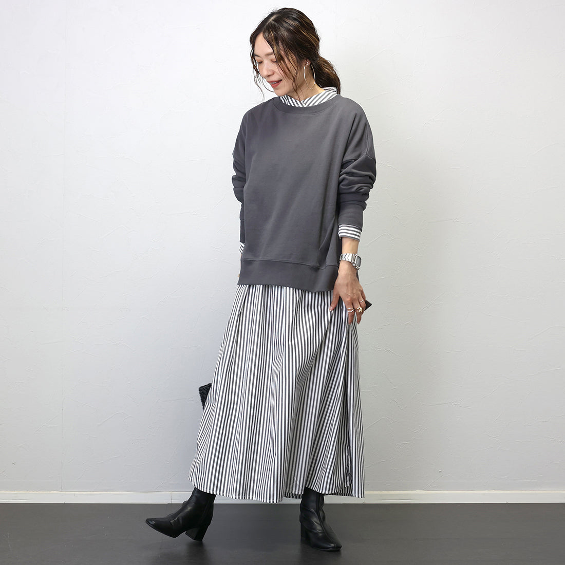 アレッタ ヴィータ Aletta vita 綿スウェットサイドファスナープルオーバー （ブラック） ブラック