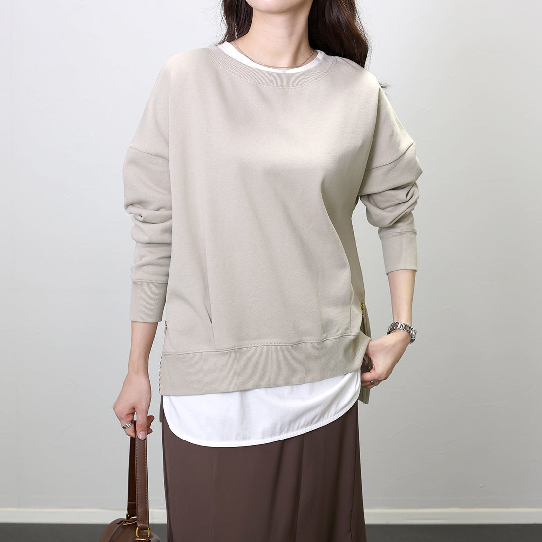 アレッタ ヴィータ Aletta vita 綿スウェットサイドファスナープルオーバー （ブラック） ブラック