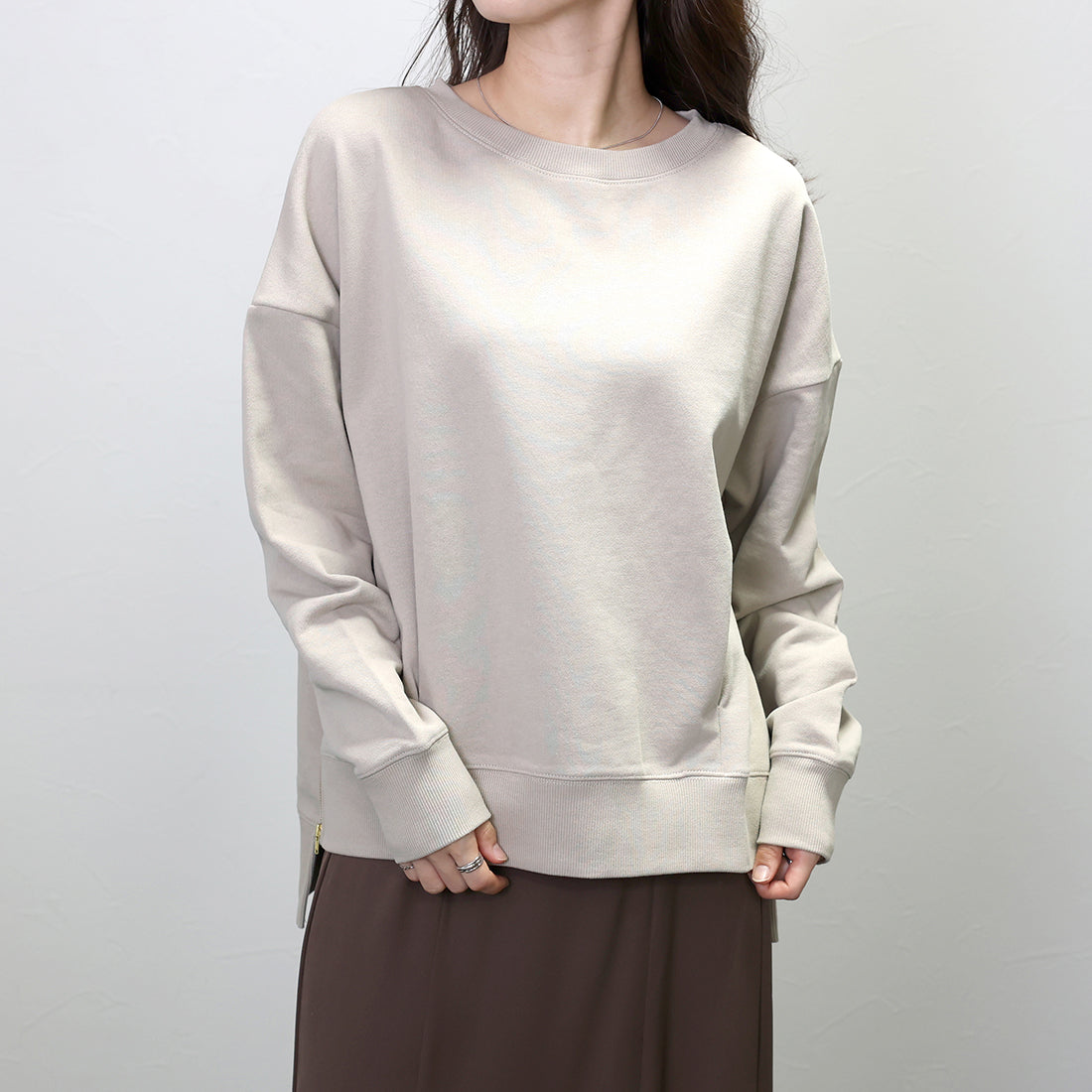 アレッタ ヴィータ Aletta vita 綿スウェットサイドファスナープルオーバー （グレージュ） グレージュ