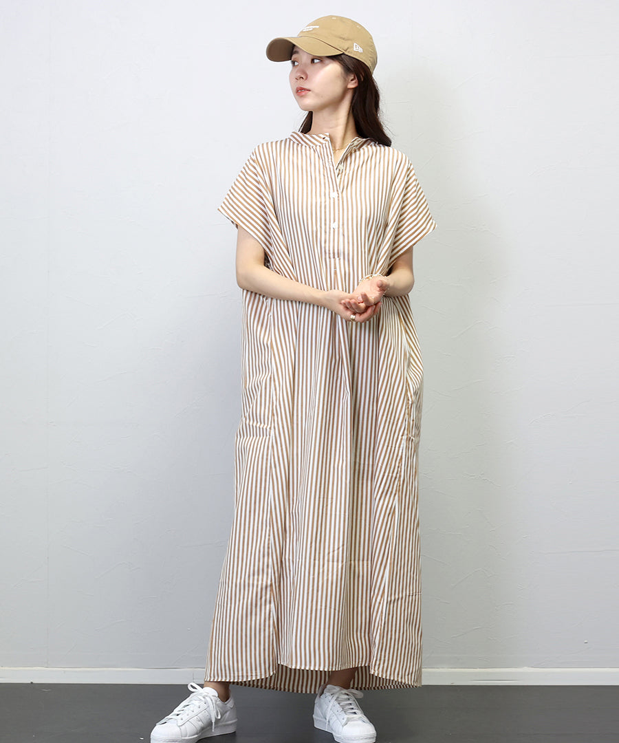 阿蕾塔 维塔 Aletta vita T/C條紋帶領法式襯衫連衣裙