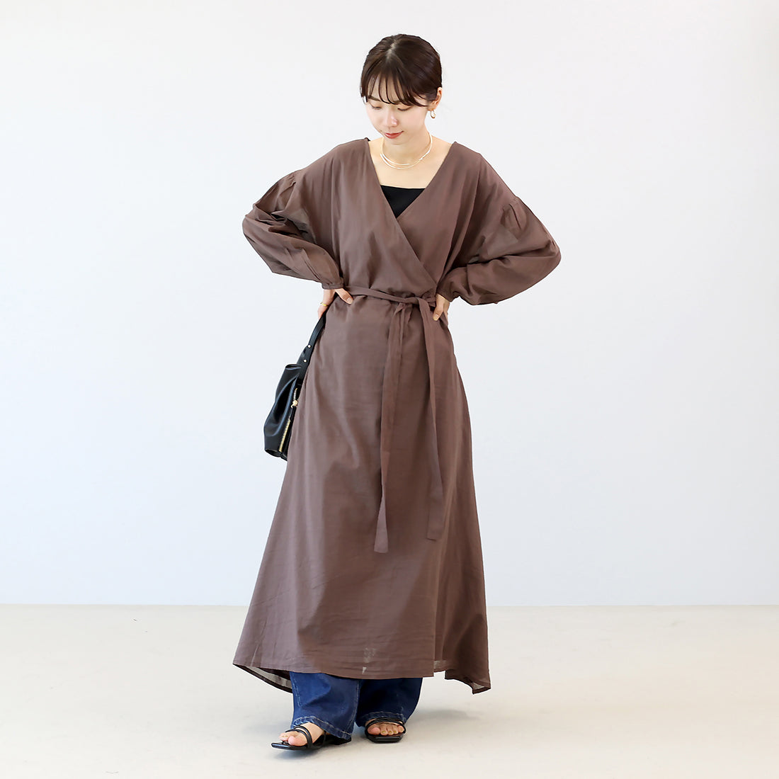 アレッタ ヴィータ Aletta vita 綿ボイルカシュクール2WAYワンピース （ビターブラウン） ビターブラウン