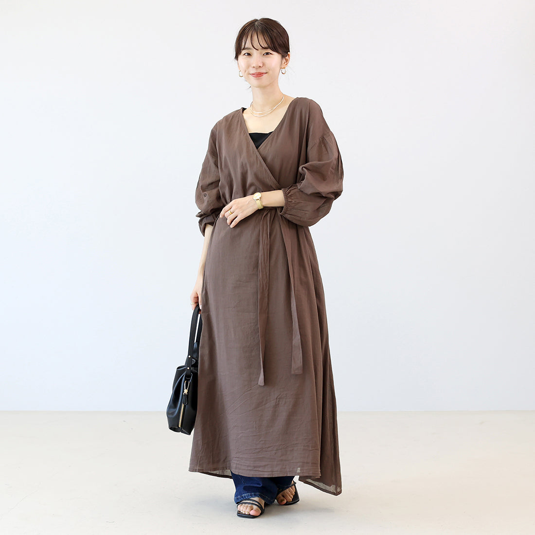 アレッタ ヴィータ Aletta vita 綿ボイルカシュクール2WAYワンピース （ビターブラウン） ビターブラウン