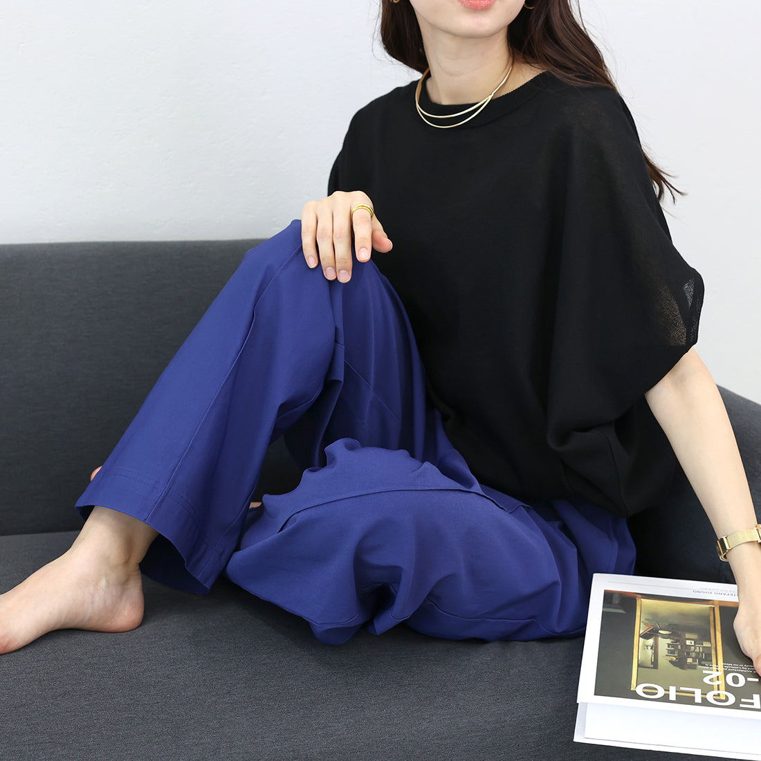アレッタ ヴィータ Aletta vita Hunch センタータックストレッチストレートパンツ （グレージュ） グレージュ