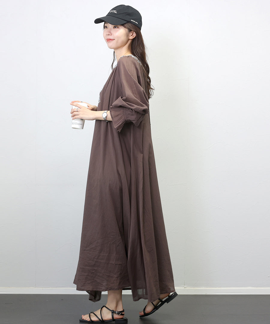 アレッタ ヴィータ Aletta vita 綿ボイル刺繍ロングワンピース