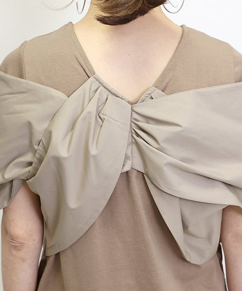 アレッタ ヴィータ Aletta vita 両Vネック異素材レイヤードプルオーバー （モカ） モカ