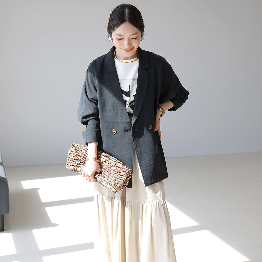 Aletta vita Wood Pattern Twill Dolman Shirt Jacket