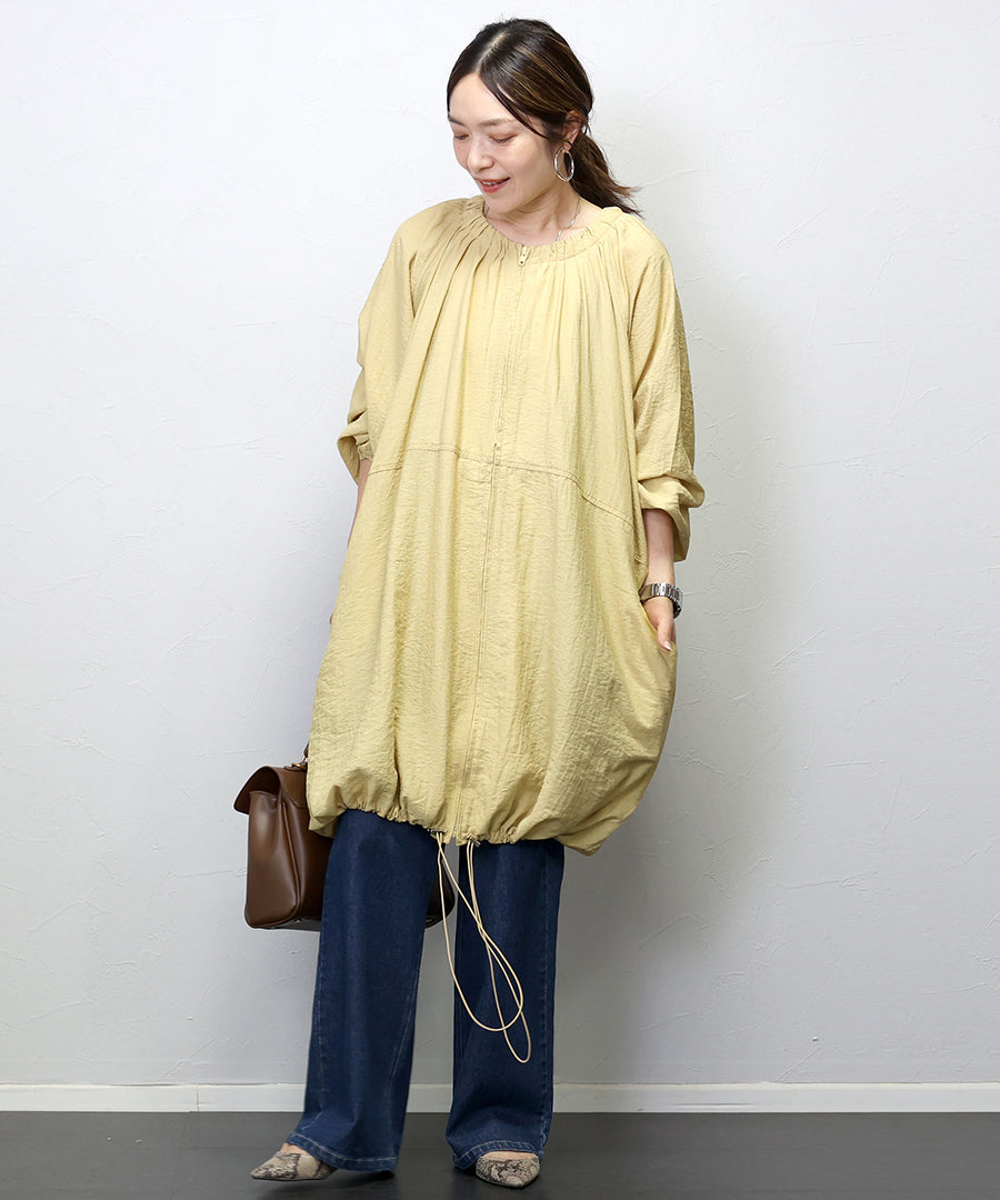 Aletta vita Linen-like Drawstring Hem Strong Blouson