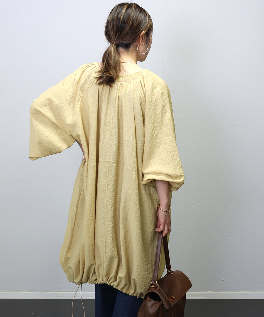 Aletta vita Linen-like Drawstring Hem Strong Blouson