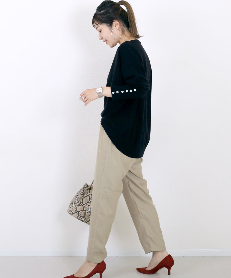 アレッタ ヴィータ Aletta vita 袖ボタンやわらかストレッチニットプルオーバー