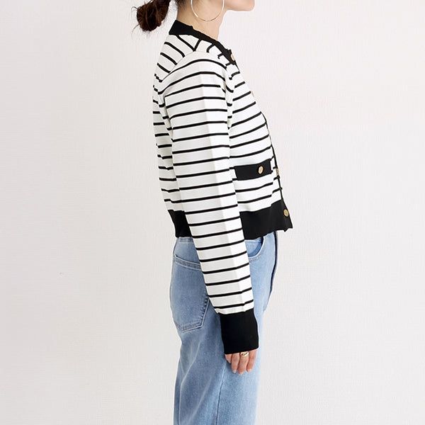 orgue gold button knit 【Border】 gold button knit 【Border】