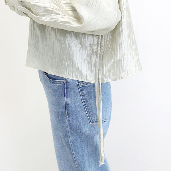 Aletta vita Estelle Satin Creased Side Drawstring Shirt