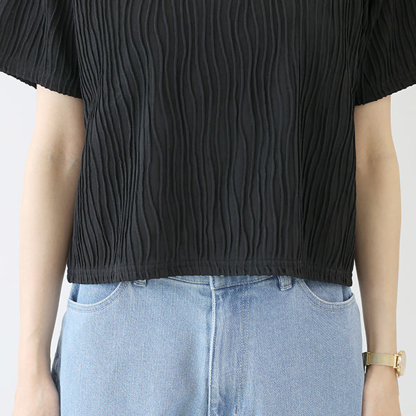 アレッタ ヴィータ Aletta vita ウェーブジャガード半袖プルオーバー （オフホワイト） オフホワイト