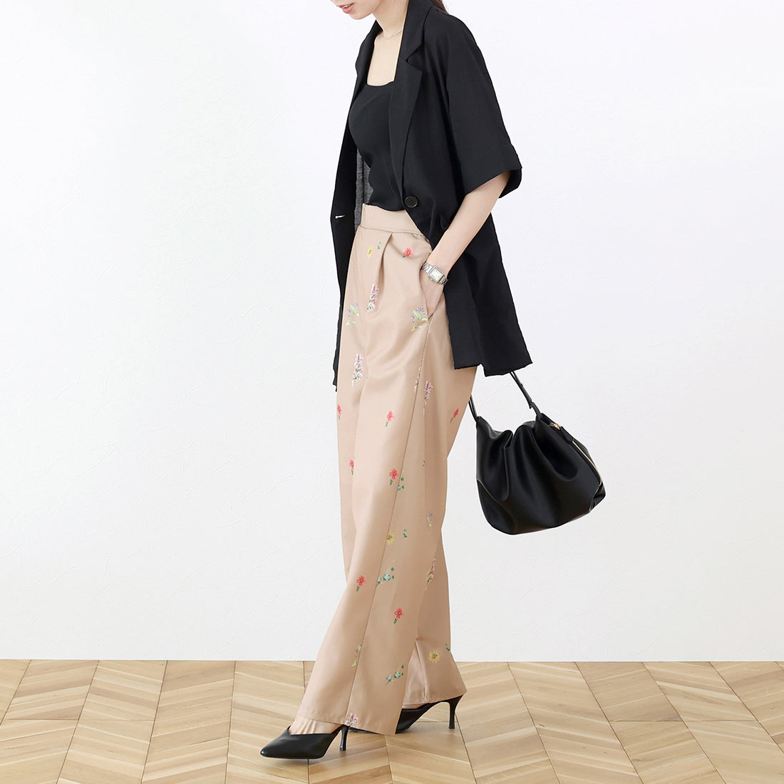 Aletta vita Estelle Twill Flower Print Wide Pants