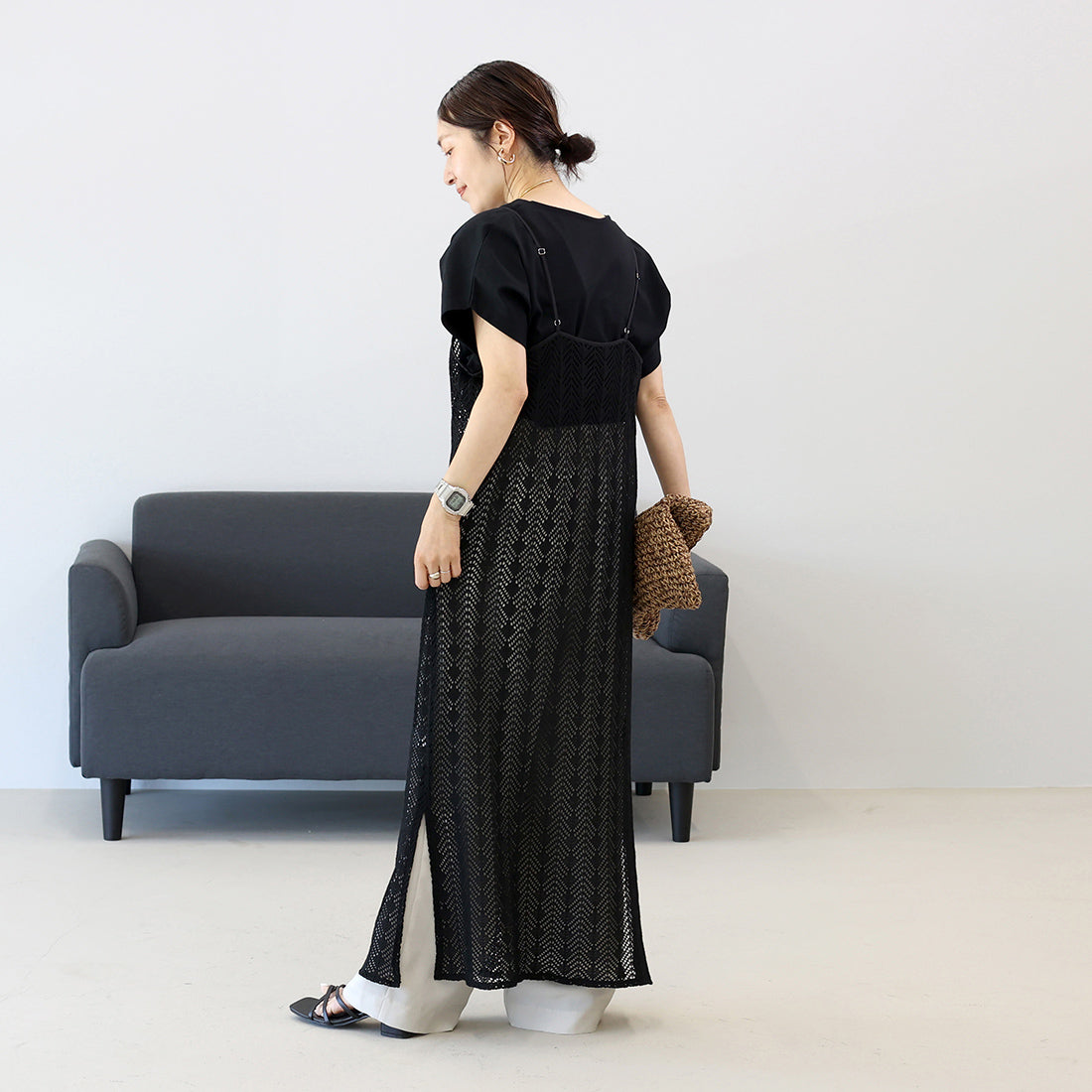 アレッタ ヴィータ Aletta vita T/Cカットレースキャミワンピース （ブラック） ブラック