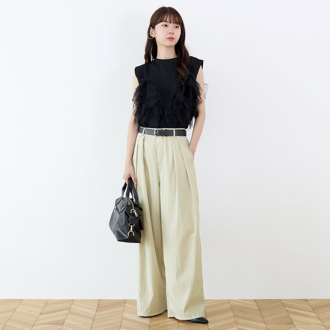 アレッタ ヴィータ Aletta vita シワ加工ツータックトラウザーパンツ （ベージュ） ベージュ