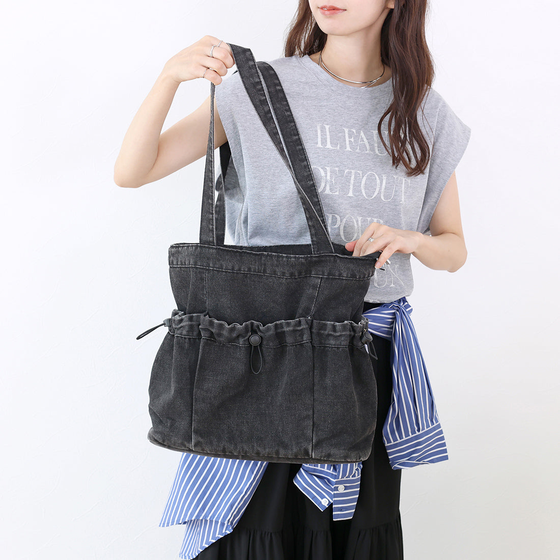 アレッタ ヴィータ Aletta vita デニムドロストトートバッグ （ブラック） ブラック
