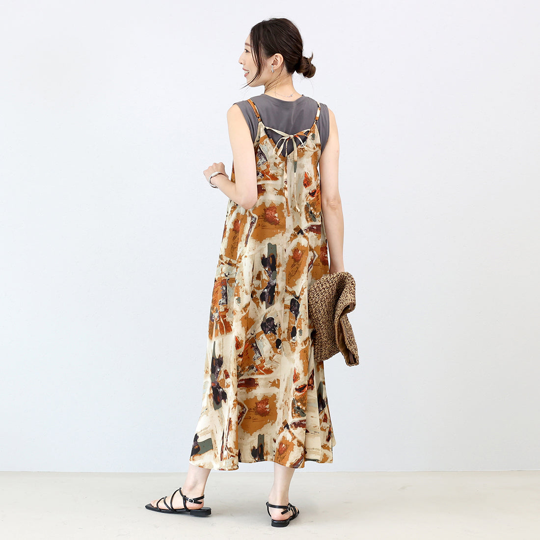 アレッタ ヴィータ Aletta vita プリントシフォンキャミワンピース （ネイビー） ネイビー