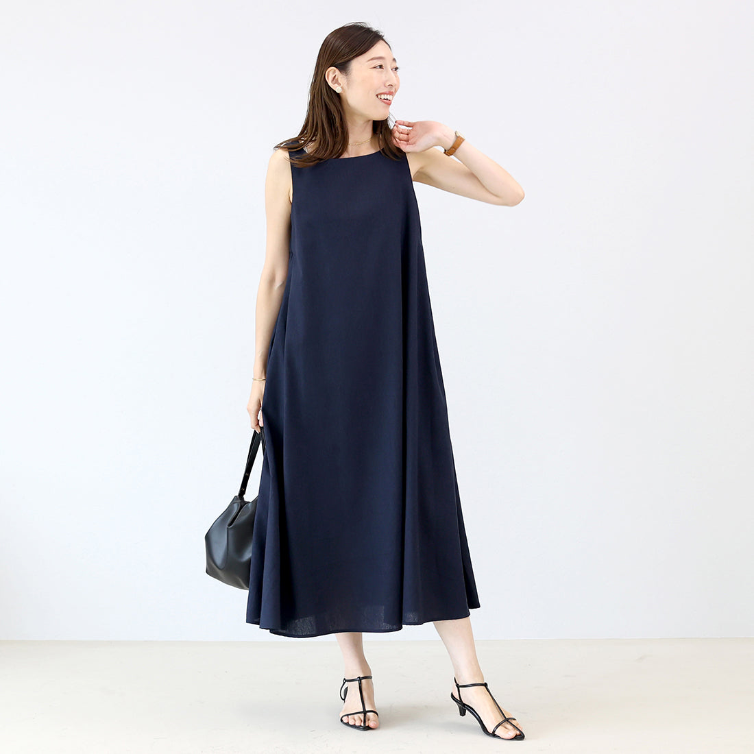 アレッタ ヴィータ Aletta vita コットンリネンタックフレアロングワンピース （ベージュ） ベージュ