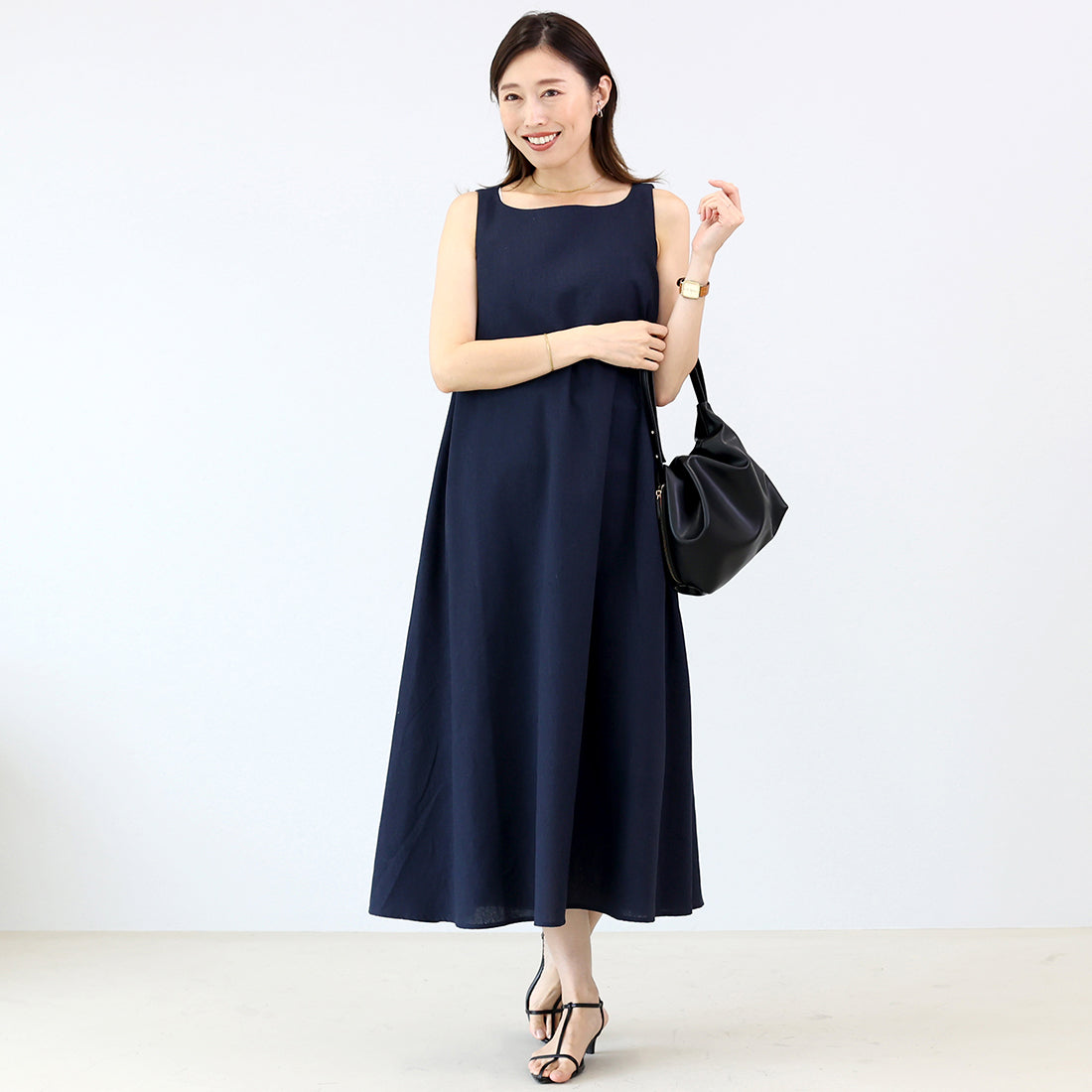 アレッタ ヴィータ Aletta vita コットンリネンタックフレアロングワンピース （ベージュ） ベージュ