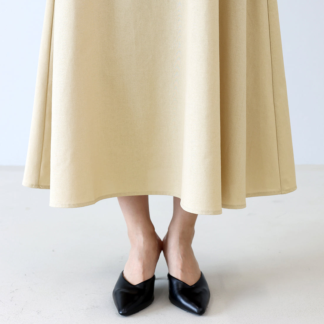 アレッタ ヴィータ Aletta vita コットンリネンタックフレアロングワンピース （ベージュ） ベージュ