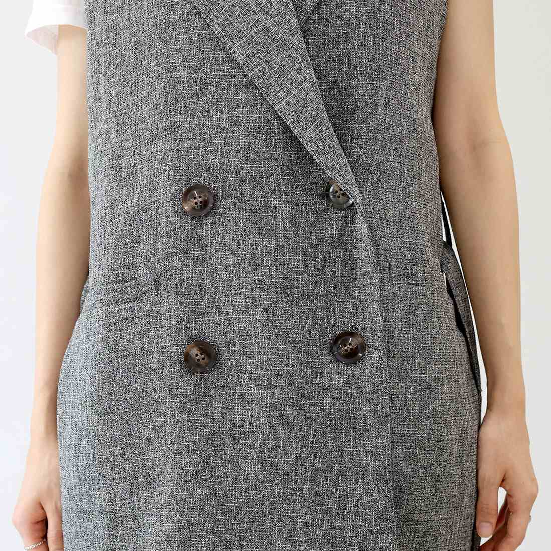 アレッタ ヴィータ Aletta vita ミックスツイードベルト付テーラードベスト （グレー） グレー