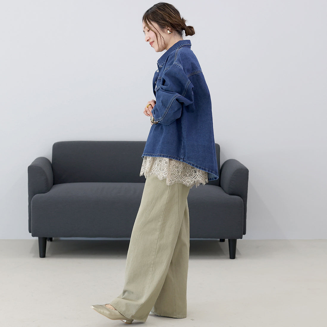 アレッタ ヴィータ Aletta vita 綿ツイル切替ワイドパンツ （ベージュ） ベージュ