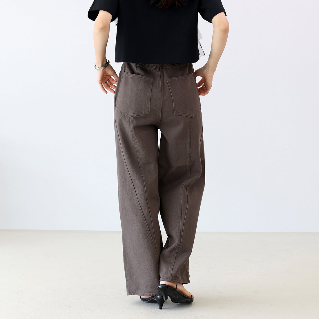 アレッタ ヴィータ Aletta vita 綿ツイル切替ワイドパンツ （ベージュ） ベージュ