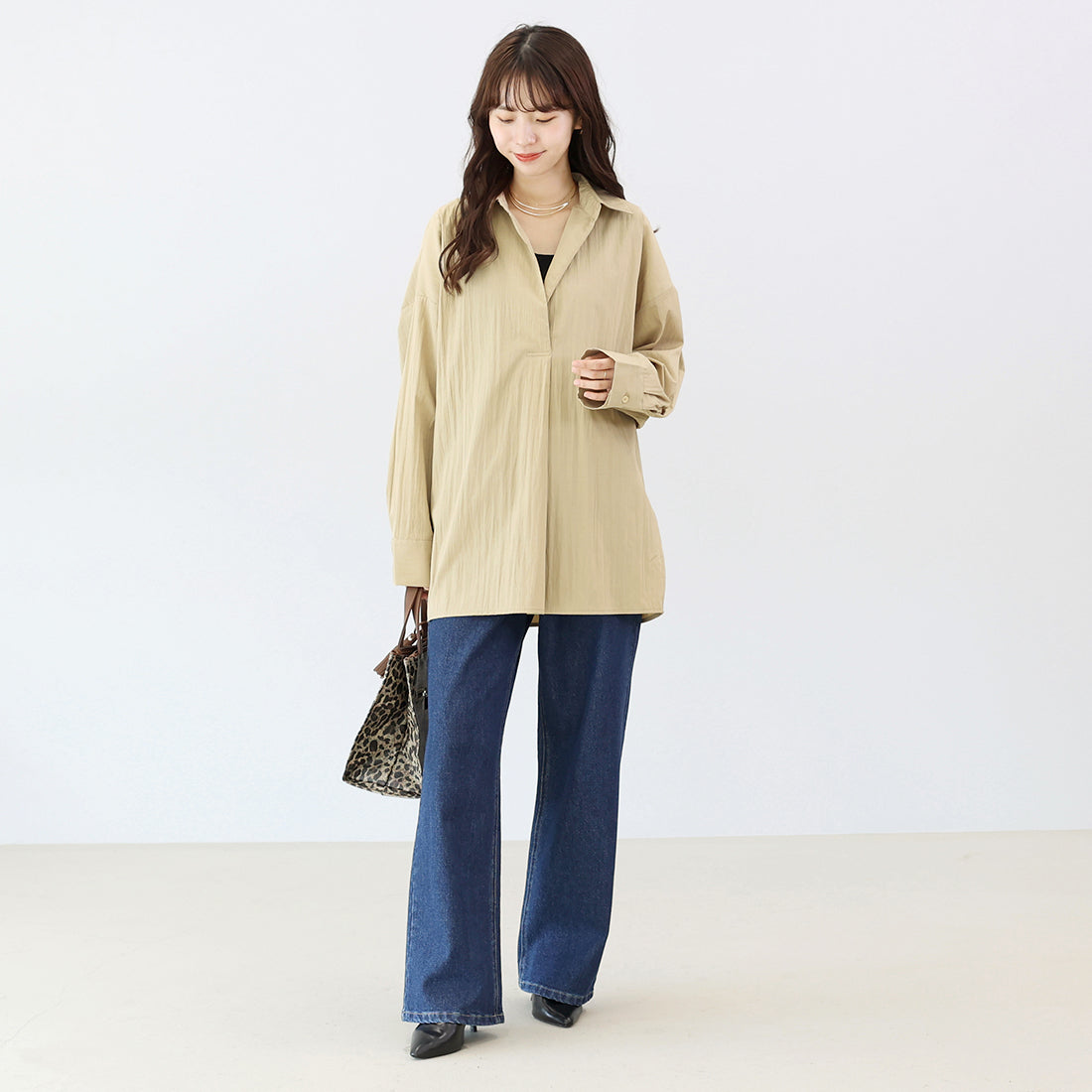 アレッタ ヴィータ Aletta vita シワ加工長袖ドルマンスキッパーシャツ （スミクロ） スミクロ
