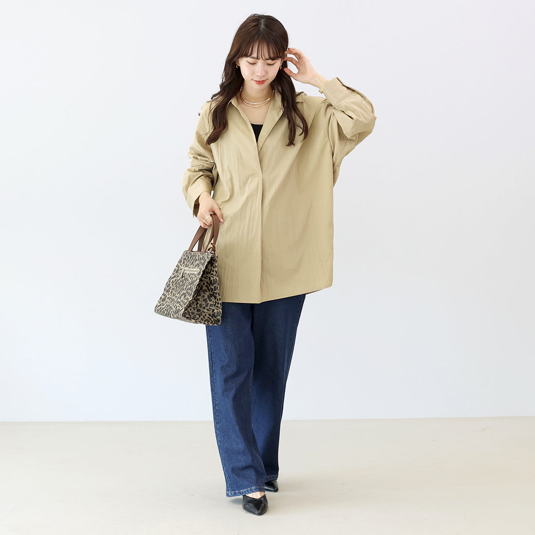 アレッタ ヴィータ Aletta vita シワ加工長袖ドルマンスキッパーシャツ （スミクロ） スミクロ
