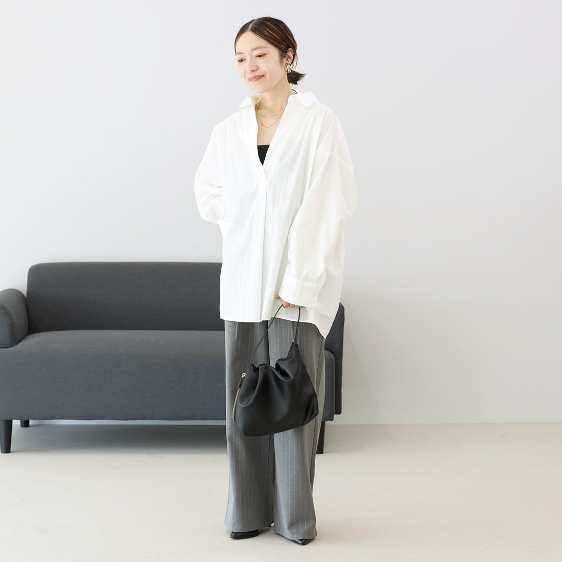 アレッタ ヴィータ Aletta vita シワ加工長袖ドルマンスキッパーシャツ （スミクロ） スミクロ