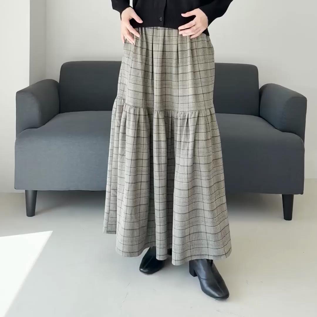 アレッタ ヴィータ Aletta vita 先染めチェックティアードスカート （チャコール） チャコール