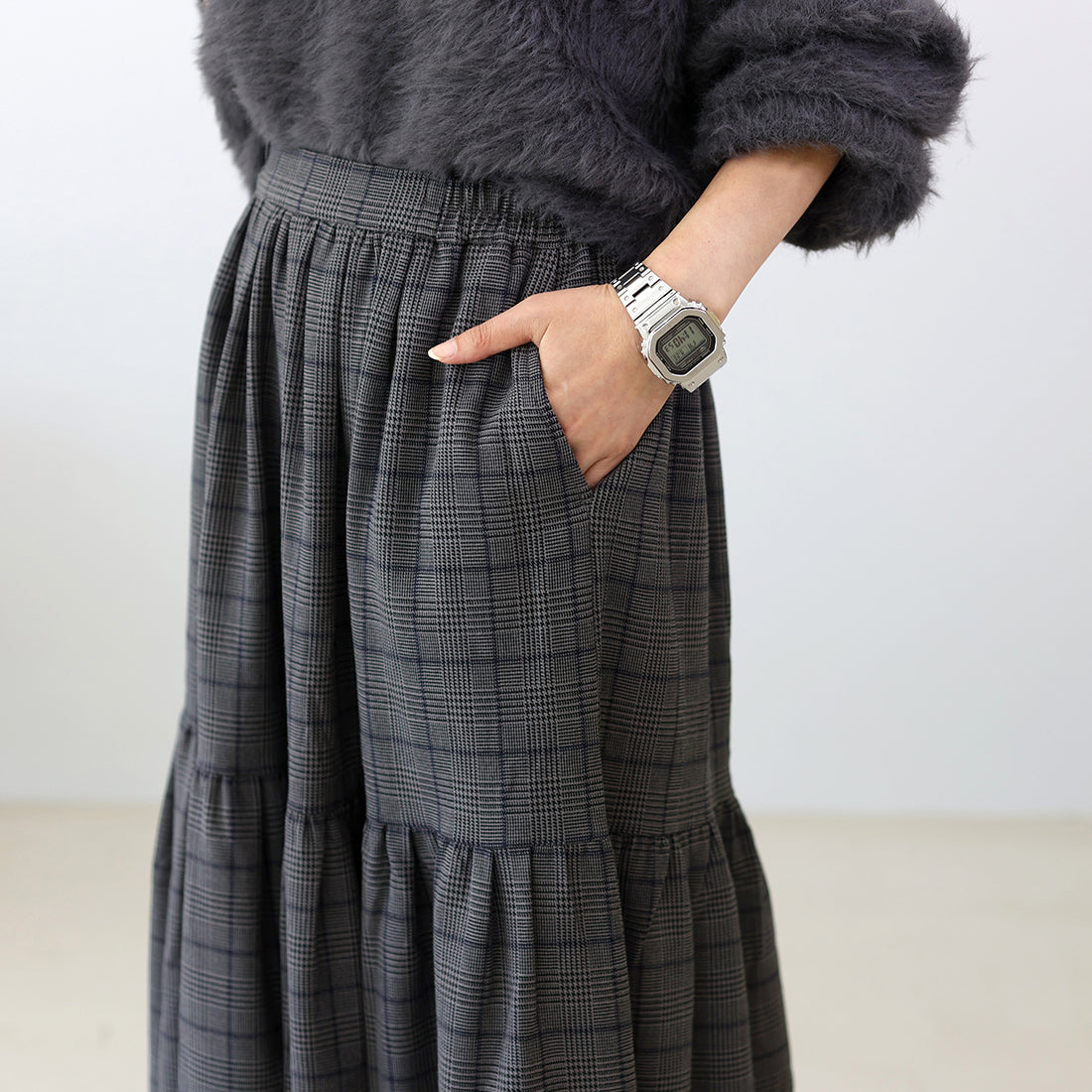 アレッタ ヴィータ Aletta vita 先染めチェックティアードスカート （チャコール） チャコール