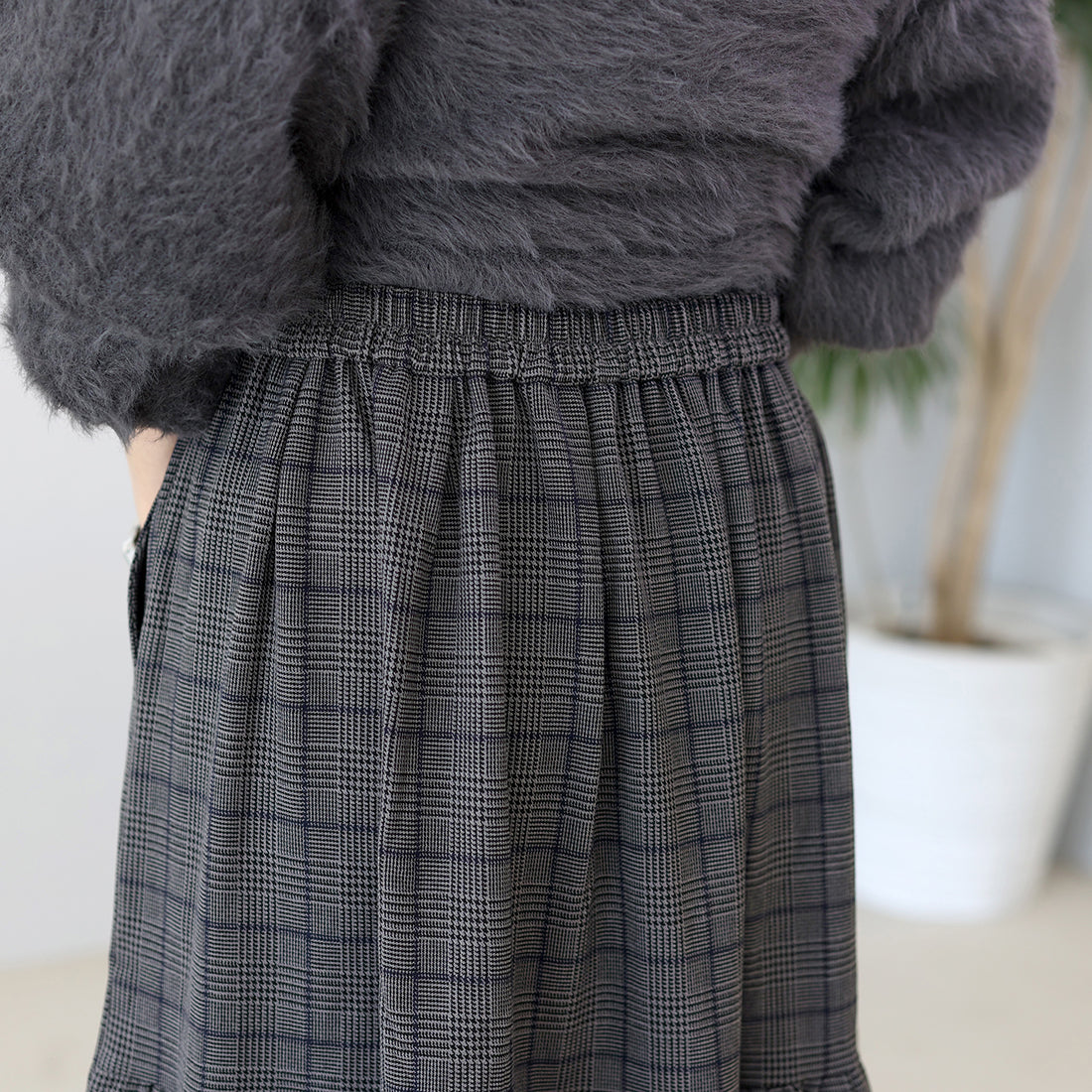 アレッタ ヴィータ Aletta vita 先染めチェックティアードスカート （チャコール） チャコール