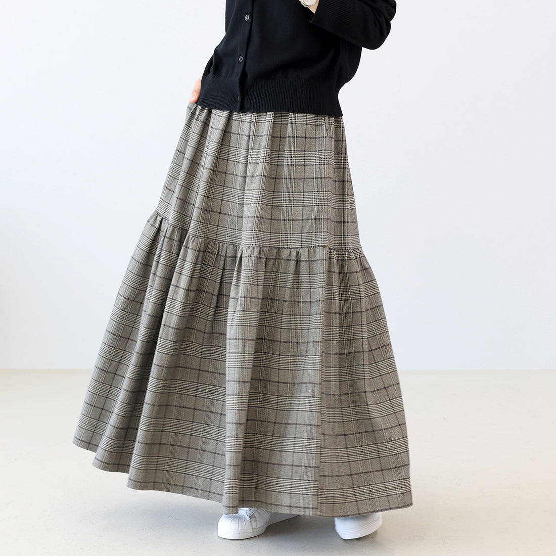 アレッタ ヴィータ Aletta vita 先染めチェックティアードスカート （チャコール） チャコール