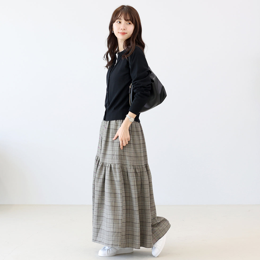 アレッタ ヴィータ Aletta vita 先染めチェックティアードスカート （チャコール） チャコール