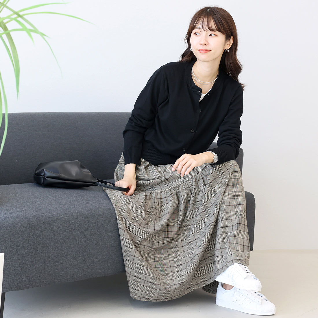 アレッタ ヴィータ Aletta vita 先染めチェックティアードスカート （チャコール） チャコール