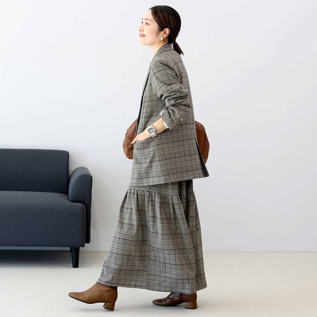 アレッタ ヴィータ Aletta vita 先染めチェックティアードスカート （チャコール） チャコール