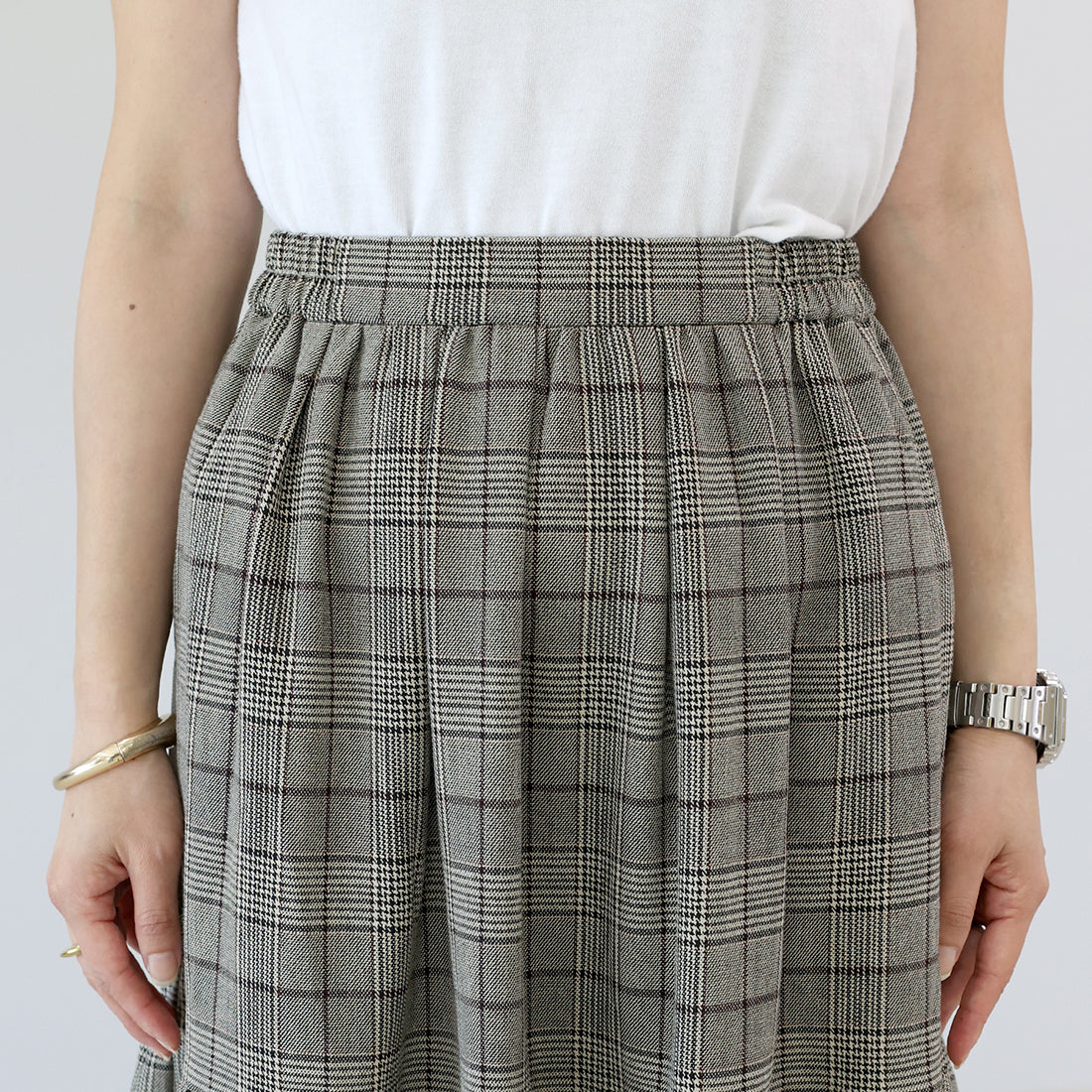 アレッタ ヴィータ Aletta vita 先染めチェックティアードスカート （チャコール） チャコール