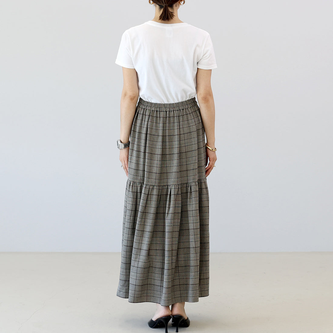 アレッタ ヴィータ Aletta vita 先染めチェックティアードスカート （チャコール） チャコール